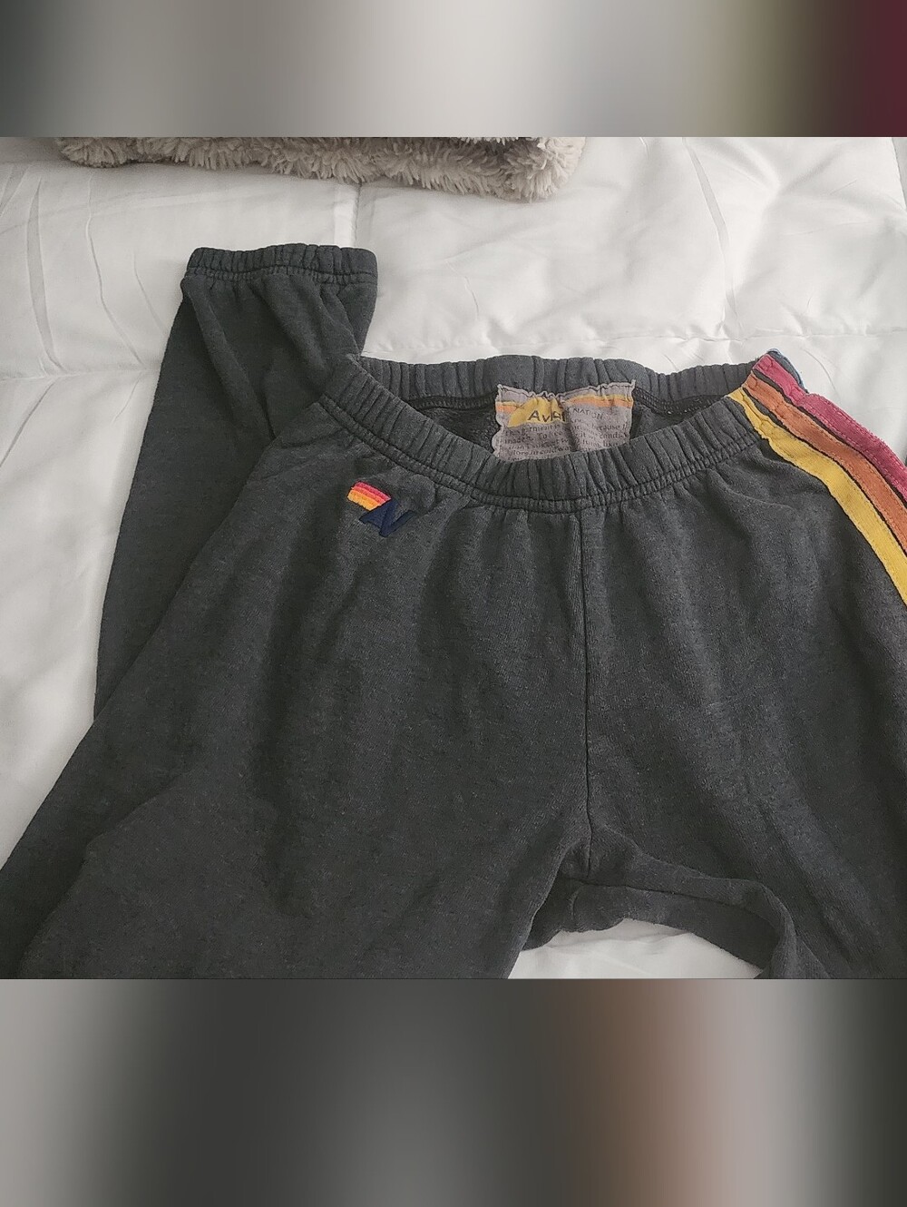 Vintage Aviator Charcoal Jogger Bottoms with Rainbow Stripe
